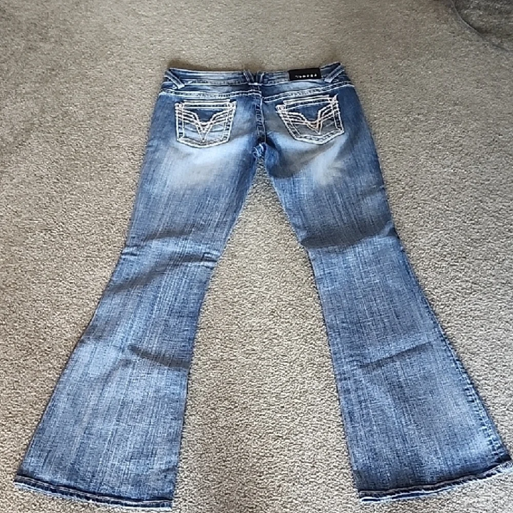 Vigoss Distressed Flare Jeans - Light Blue - Picture 5 of 7